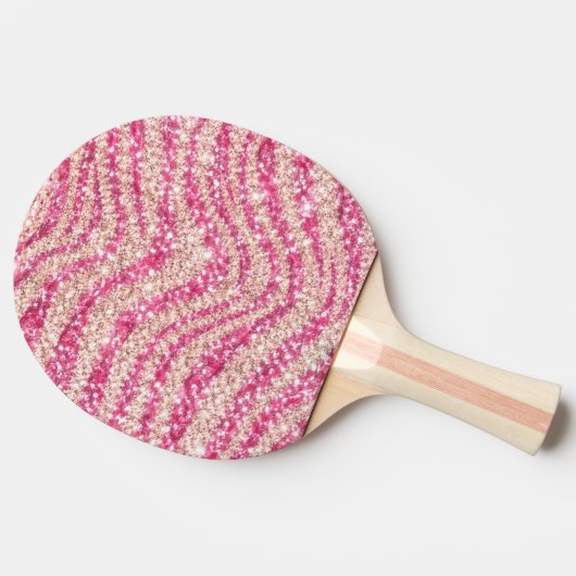 Girly Pink Blush Glitter Zebra Pattern             卓球ラケット (横)