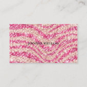 Girly Pink Blush Glitter Zebra Pattern             名刺 (正面)