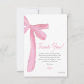 Girly Pink Bow Hand drawn Coquette baby shower  サンキューカード (正面)