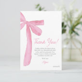 Girly Pink Bow Hand drawn Coquette baby shower  サンキューカード (スタンド正面)