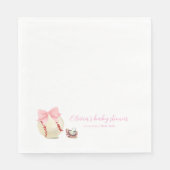 Girly Pink Bow Pacifier Baseball Sport Baby Shower スタンダードランチョンナプキン (正面)
