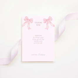 Girly Pink Bows Elegant Bridal Shower サンキューカード