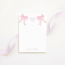 Girly Pink Bows Shiny Disco Ball Bridal Shower サンキューカード