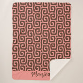 Girly pink &brown Abstract  monogram name pattern シェルパブランケット (正面)