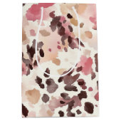 Girly Pink Brown Cream Leopard Animal Birthday ミディアムペーパーバッグ (正面)