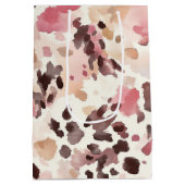 Girly Pink Brown Cream Leopard Animal Birthday ミディアムペーパーバッグ (裏面)