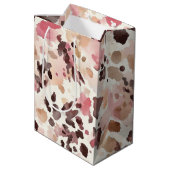 Girly Pink Brown Cream Leopard Animal Birthday ミディアムペーパーバッグ (裏面アングル)