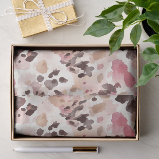 Girly Pink Brown Cream Leopard Animal Print 薄葉紙 (ギフト)