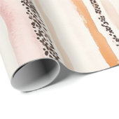 Girly Pink Brown Leopard Print Birthday ラッピングペーパー (ロールコーナー)