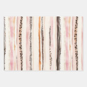 Girly Pink Brown Leopard Print Hearts Birthday ラッピングペーパーシート (正面)