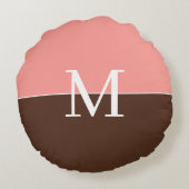 Girly pink &brown monogram ラウンドクッション (裏面)