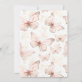 Girly Pink Butterflies Baby Shower 招待状 (裏面)