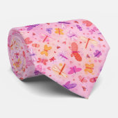 Girly Pink Butterflies Hearts ネクタイ (ロール)