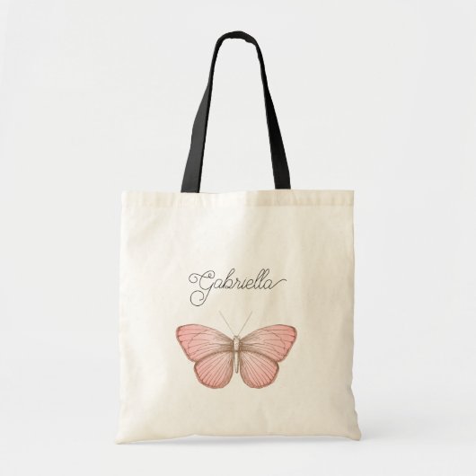 Girly Pink Butterfly トートバッグ (正面)