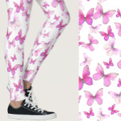 Girly pink butterfly whimsical patterned レギンス