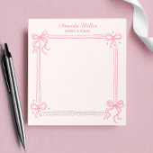 Girly Pink Coquette Bow Personalized Name ノートパッド