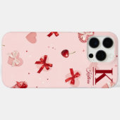 Girly Pink Coquette Hearts and Bows Personalized Case-Mate iPhoneケース (裏面 (横))