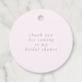 Girly Pink Disco Ball Elegant Bridal Shower Round フェイバータグ (裏面)