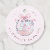 Girly Pink Disco Ball Elegant Bridal Shower Round フェイバータグ (正面)