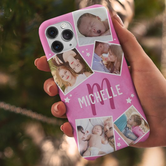 Girly Pink Family Photo Collage Case-Mate iPhoneケース