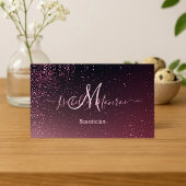 Girly Pink Glitter Beautician Skin Nail Specialist 名刺