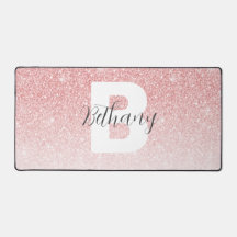 Girly Pink Glitter Sparkles Monogram Script Name