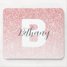 Girly Pink Glitter Sparkles Monogram Script Name