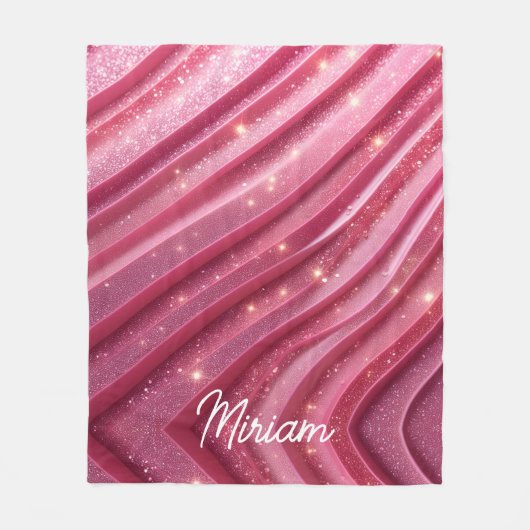 Girly Pink Glittery Luxury フリースブランケット (正面)