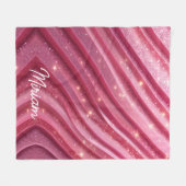 Girly Pink Glittery Luxury フリースブランケット (正面(横))