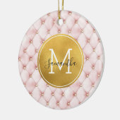 Girly Pink Gold Watercolor Confetti Monogram セラミックオーナメント (左)
