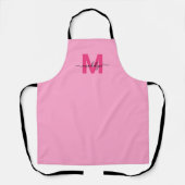 Girly Pink Initial Name Monogram エプロン (正面)