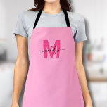 Girly Pink Initial Name Monogram エプロン<br><div class="desc">Personalized Custom Create Your Own Modern Girly Pink Initial Name Monogram Apron. This fun and stylish apron is perfect for anyone who wants to add a personalized and girly touch to their work attire. Whether you're a home chef whipping up delicious meals, a hair stylist looking for a chic and...</div>