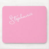 Girly Pink Minimalist Script Personalized Name  マウスパッド (正面)