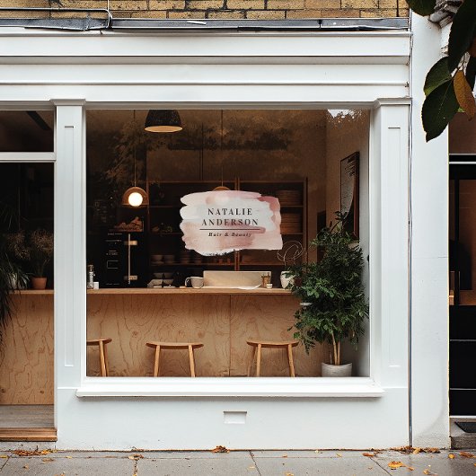 Girly Pink Modern Watercolour Branding Sign ウィンドウサイン