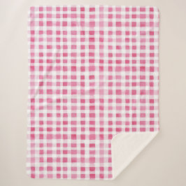 Girly Pink Plaid Stripes   シェルパブランケット