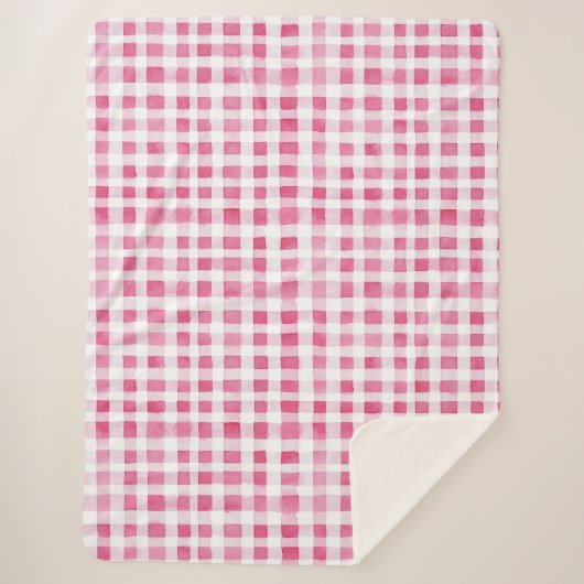 Girly Pink Plaid Stripes   シェルパブランケット (正面)