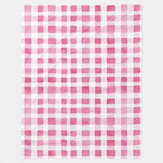 Girly Pink Plaid Stripes   フリースブランケット (正面)