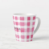 Girly Pink Plaid Stripes Birthday カフェラテマグ (右アングル)