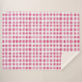 Girly Pink Plaid Stripes Christmas シェルパブランケット (正面(横))