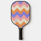 Girly Pink Purple Chevron Pattern Custom Name ピックルボールラケット (正面)