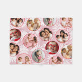 Girly Pink & Red 7 Round Photo フリースブランケット (正面(横))