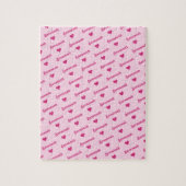 Girly Pink Repeating Name & Hearts ジグソーパズル (縦)