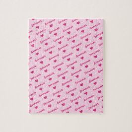 Girly Pink Repeating Name & Hearts ジグソーパズル