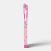 Girly Pink Sleek Cat Pattern Monogram Case-Mate iPhoneケース (裏面 / 左)