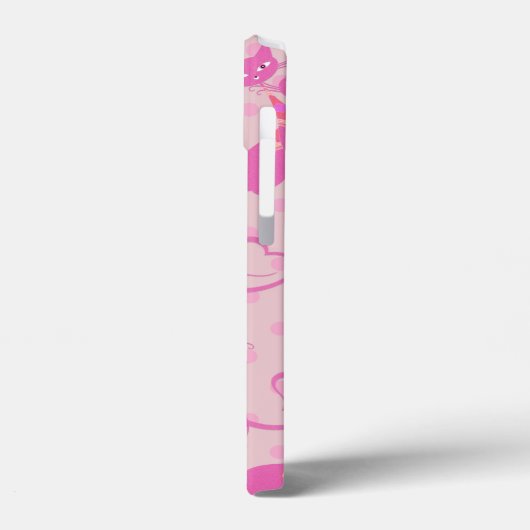 Girly Pink Sleek Cat Pattern Monogram Case-Mate iPhoneケース (裏面 / 左)