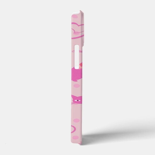 Girly Pink Sleek Cat Pattern Monogram Case-Mate iPhoneケース (裏面 / 右)