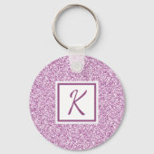 Girly Pink Sparkle Monogrammed キーホルダー (正面)