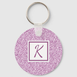 Girly Pink Sparkle Monogrammed キーホルダー