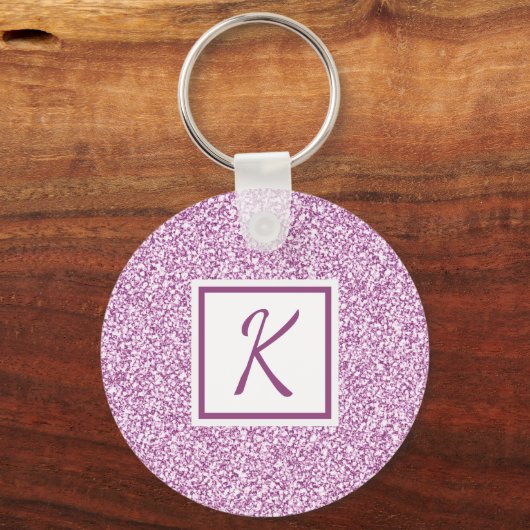 Girly Pink Sparkle Monogrammed キーホルダー (裏面)