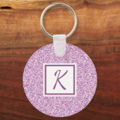 Girly Pink Sparkle Monogrammed キーホルダー (正面)